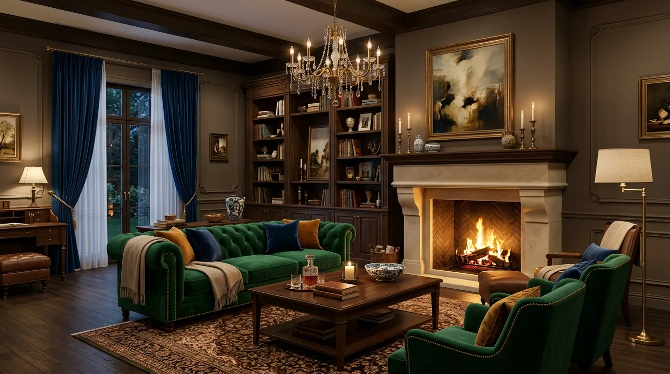 Use art that supports the warm mood of the room inspiration for a cozy living room.